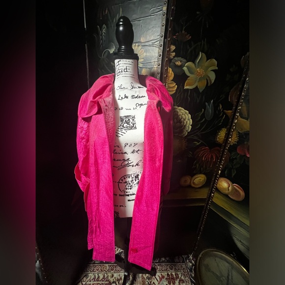 Damee Inc. 3 Button Front Collared 3/4 Sleeve Pink Jacket - Picture 7 of 9